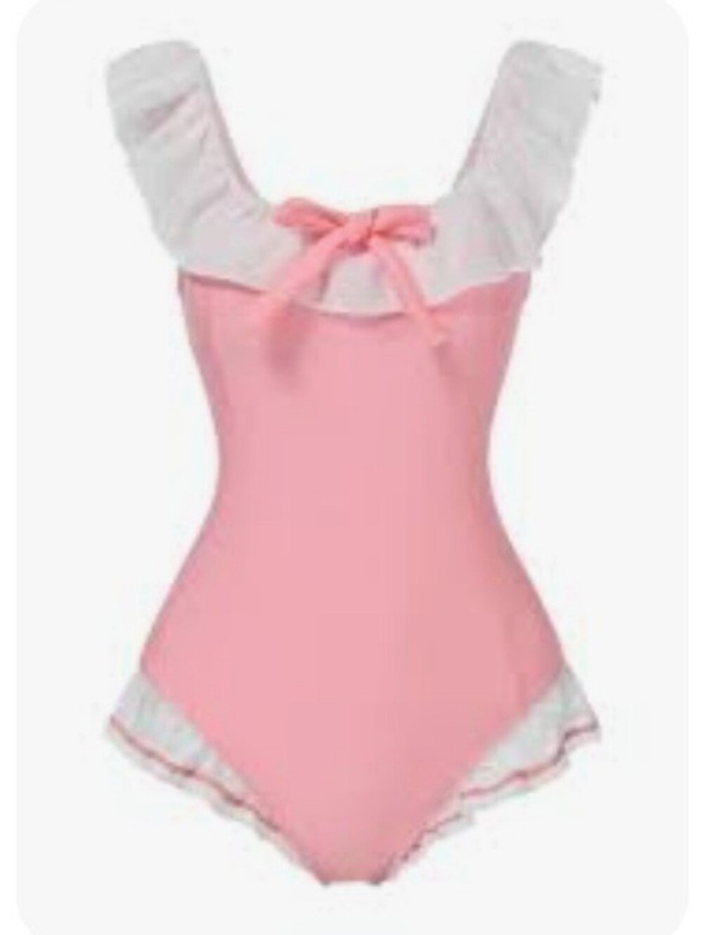 Retro Stage Nwt One Piece Swimsuit Pink With White Lace Retro 50's Look Sz XL